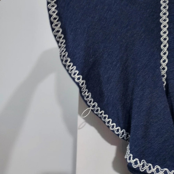 Max Studio Heather Navy Blue Short Sleeve Embroidered Trim Shirt in Size 2X - Picture 9 of 11